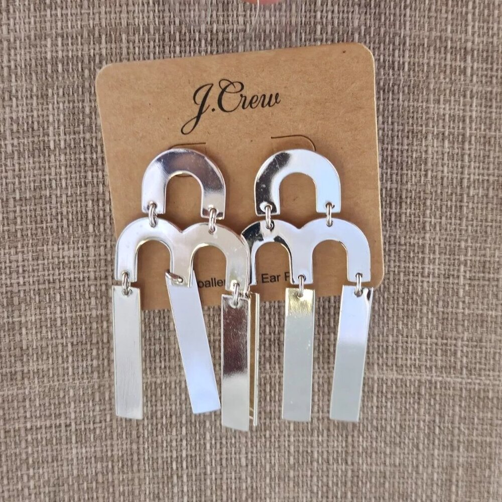 J. Crew Earring Silver Tone Fashion Ear Jewelry Drop Down Earrings NWT